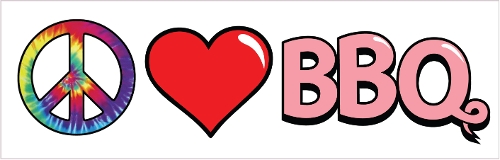 Peace, Love, BBQ Bumper Sticker